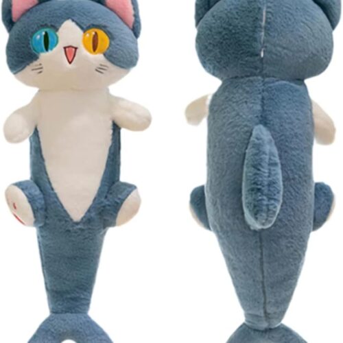 Cute Shark Cat Plush Toy and Soft Cartoon Long Pillow for Cuddling and Gifting Children, 31.4 Inch