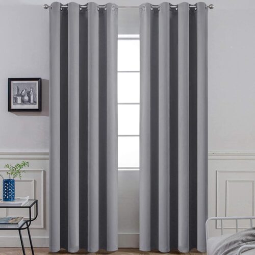 Light Blocking Thermal Insulated Grommet Curtains for Bedroom and Living Room, Room Darkening Grey Drapes, 84 Inch Long, 2 Panels