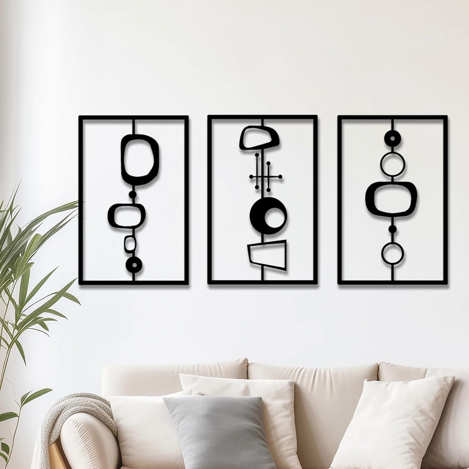 Abstract Metal Wall Art Set, Modern Geometric Hanging Decor