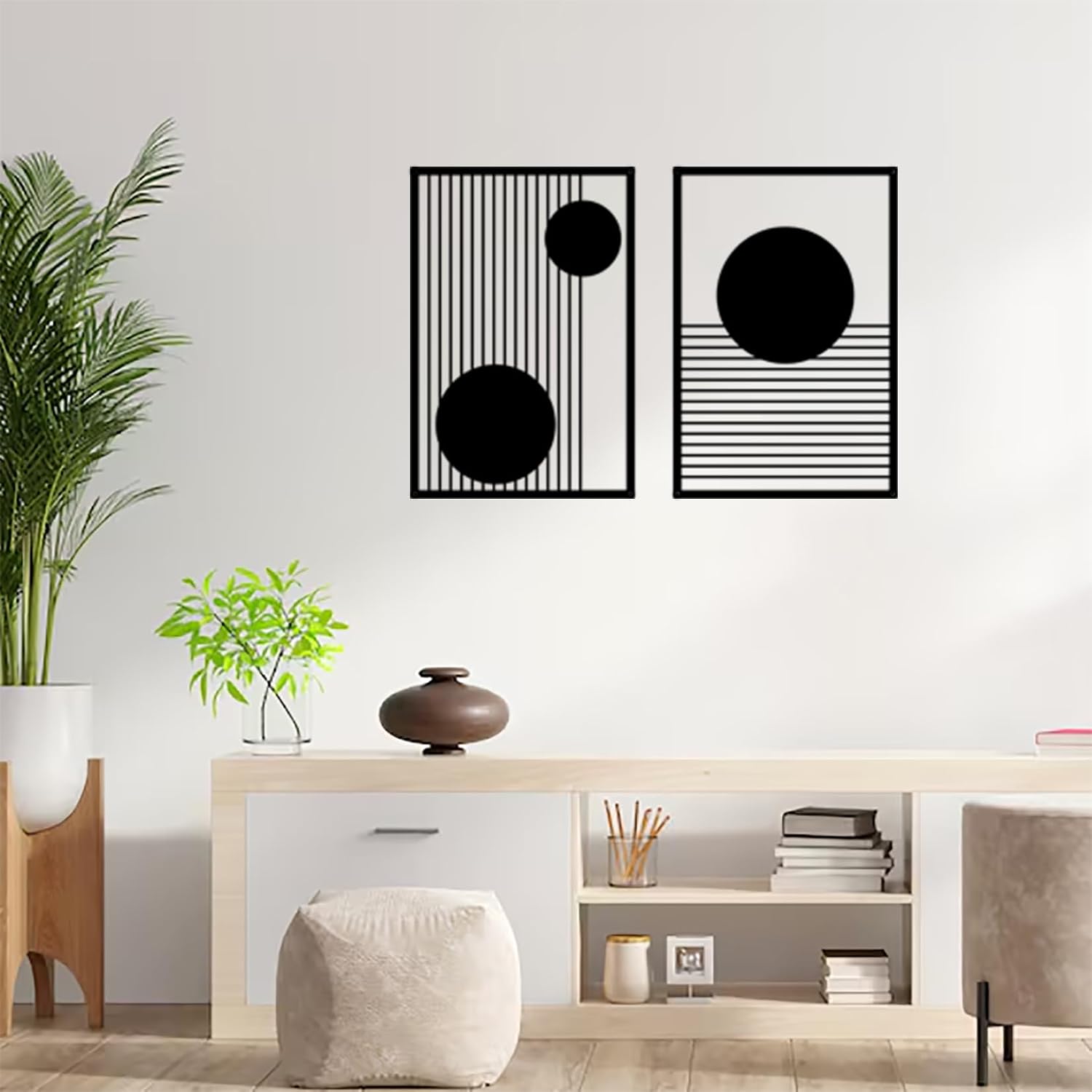 Large Abstract Metal Wall Art Set, Minimalist Line Wall Decor - Image 2