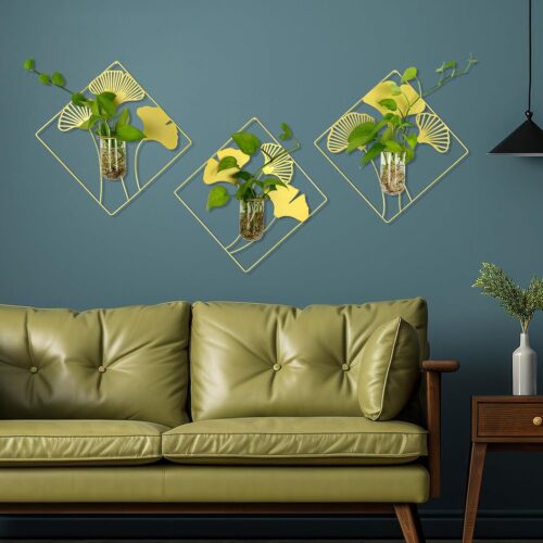 Geometric Metal Wall Hanging Vase Set