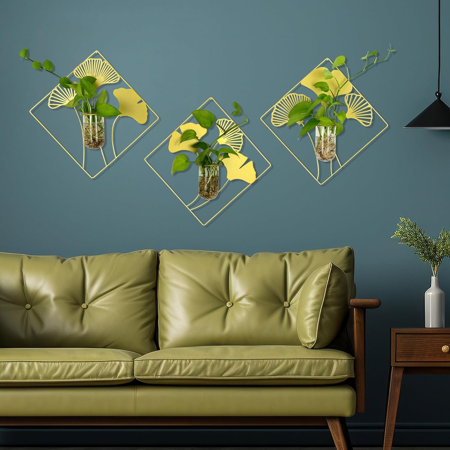 Geometric Metal Wall Hanging Vase Set