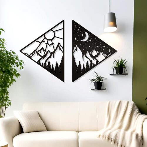 Sun and Moon Wall Decor, Nature Geometric Wall Hanging