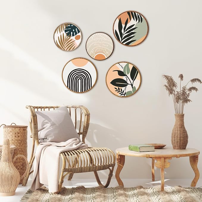 Wooden Wall Decor Set, Geometric Minimalist Hanging Art