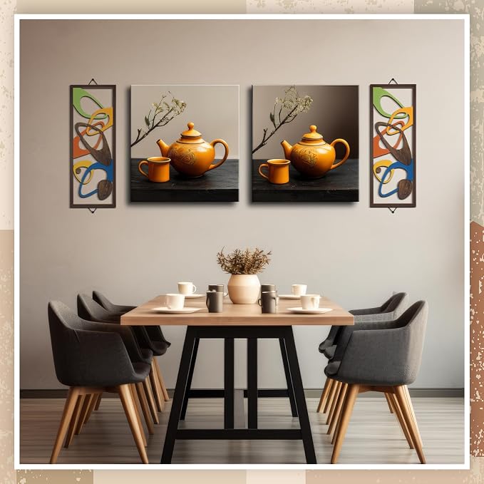 Mid Century Wood Wall Art Set, Abstract Geometric Decor - Image 2
