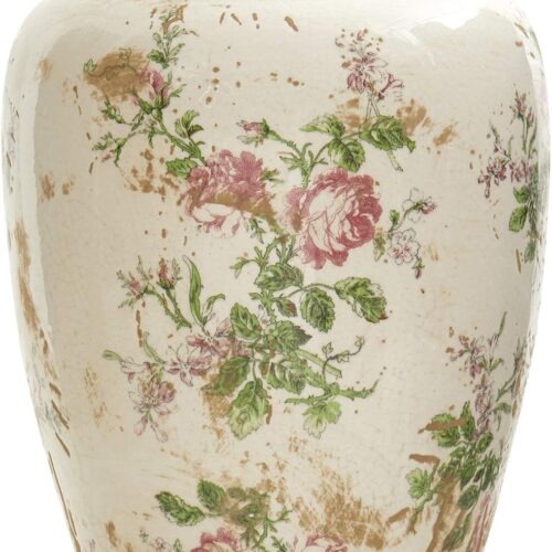 Tuscan Ceramic Floral Print Vase for Home Decor, 12.5 Inch