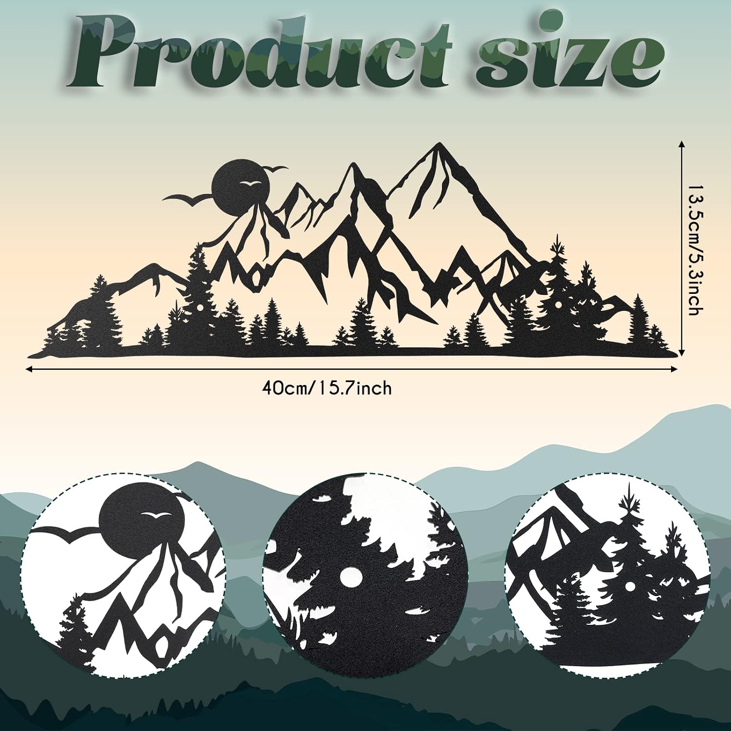 Mountain Range Metal Wall Art, Nature Landscape Wall Decor - Image 2