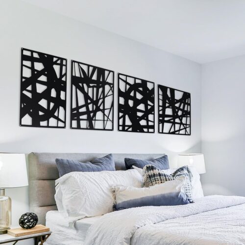 Decorative Metal Wall Panels Set, Geometric Wall Decor