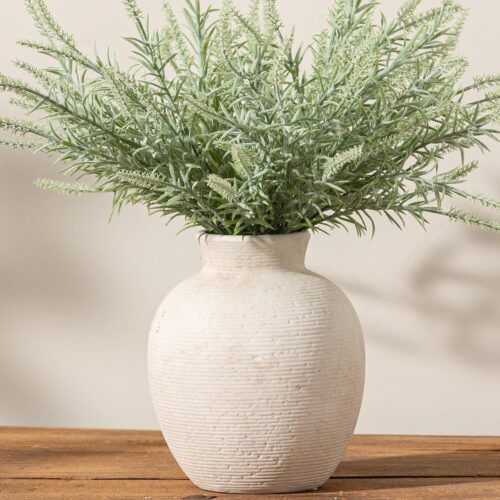 Rustic Vintage Ceramic Flower Vase for Farmhouse Table, Home Decor Accent for Living Room Kitchen Bedroom Bookshelf Office Desk Dining Fireplace, 7.4 Inch