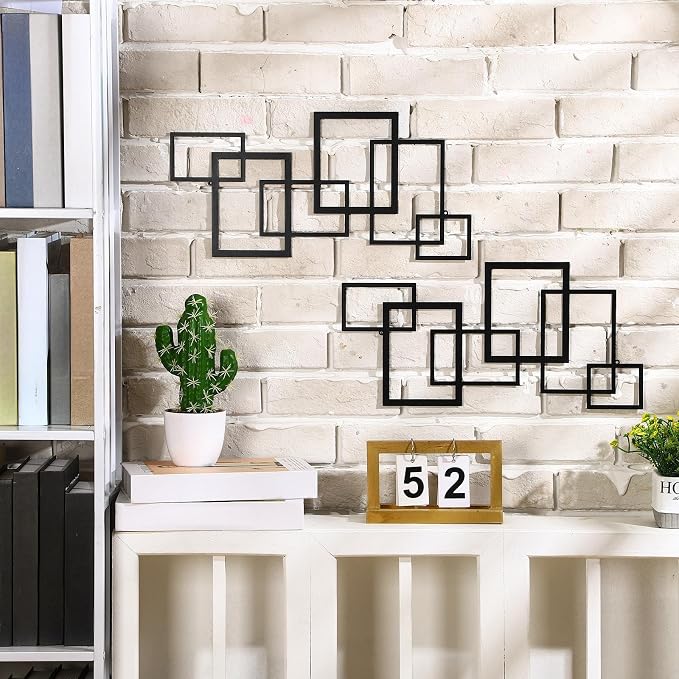 Modern Geometric Metal Wall Art Set, Minimalist Hanging Decor - Image 2