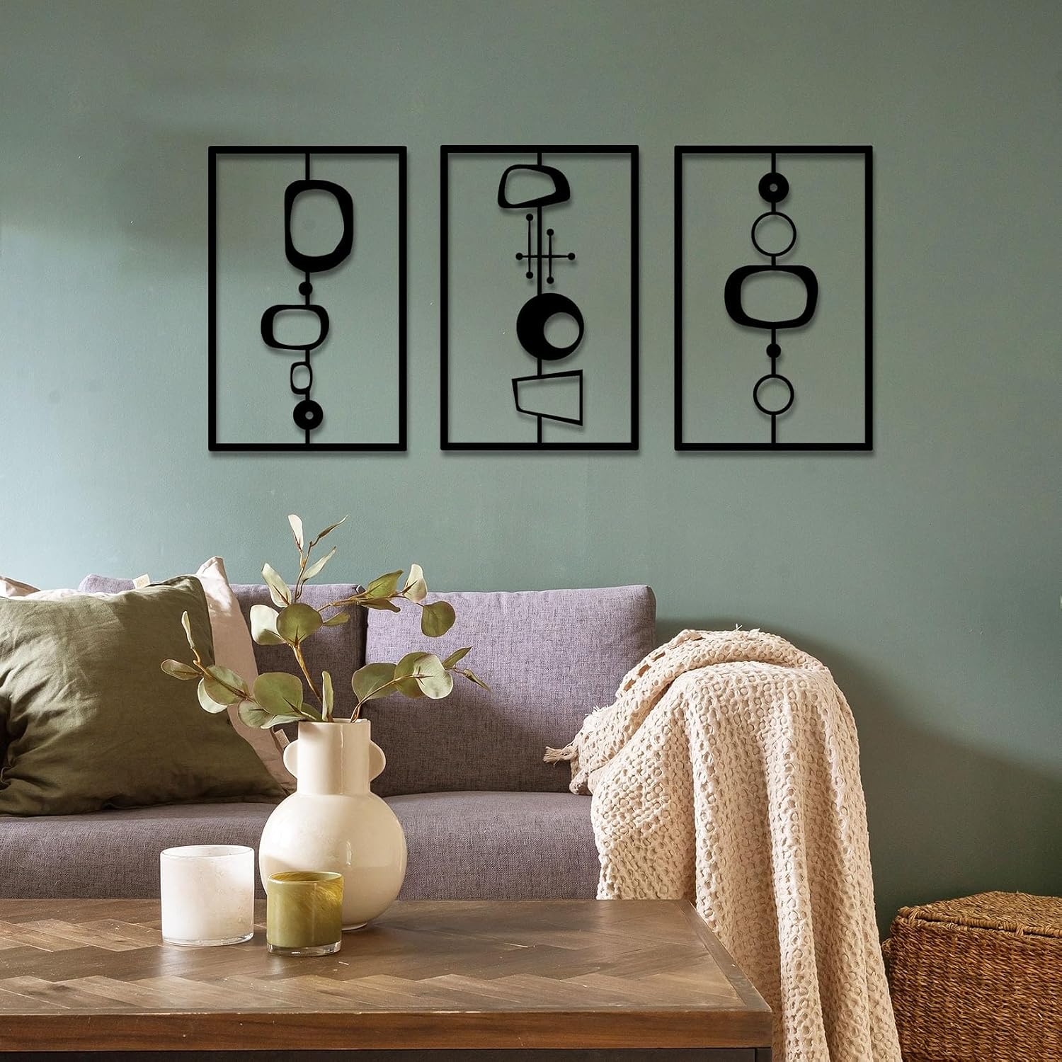 Abstract Metal Wall Art Set, Modern Geometric Hanging Decor - Image 2
