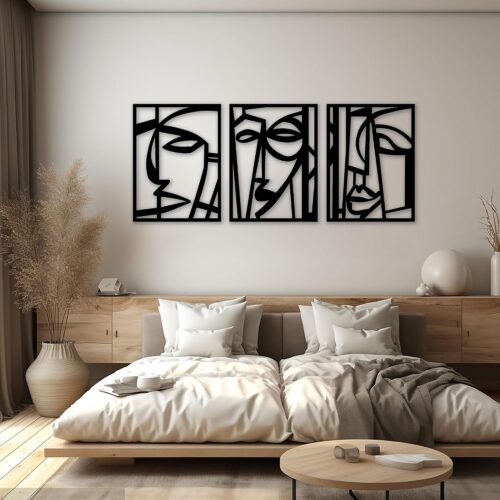 Abstract Human Face Metal Wall Art Set